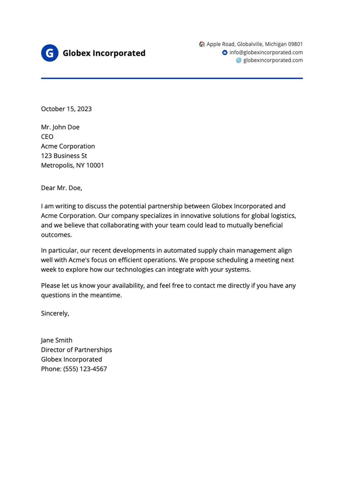 Standard letterhead template with company logo and contact details_variant_1